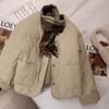 Women's Autumn Winter Pink Quilted Coat, Fleece Cuff Thick Warm Button Down Lined Cotton Outerwear