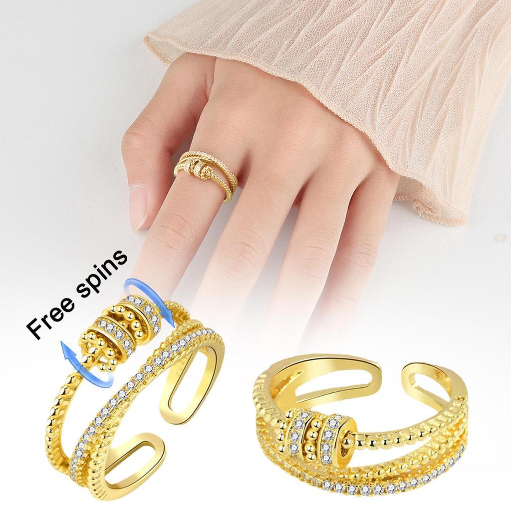 Кольцо против тревоги, вращающееся кольцо для женщин и мужчин, кольца для снятия стресса на палец, регулируемые кольца с бусинами