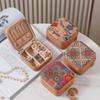 Compact Retro Travel Jewelry Storage Box - Small Leather Ring Organizer