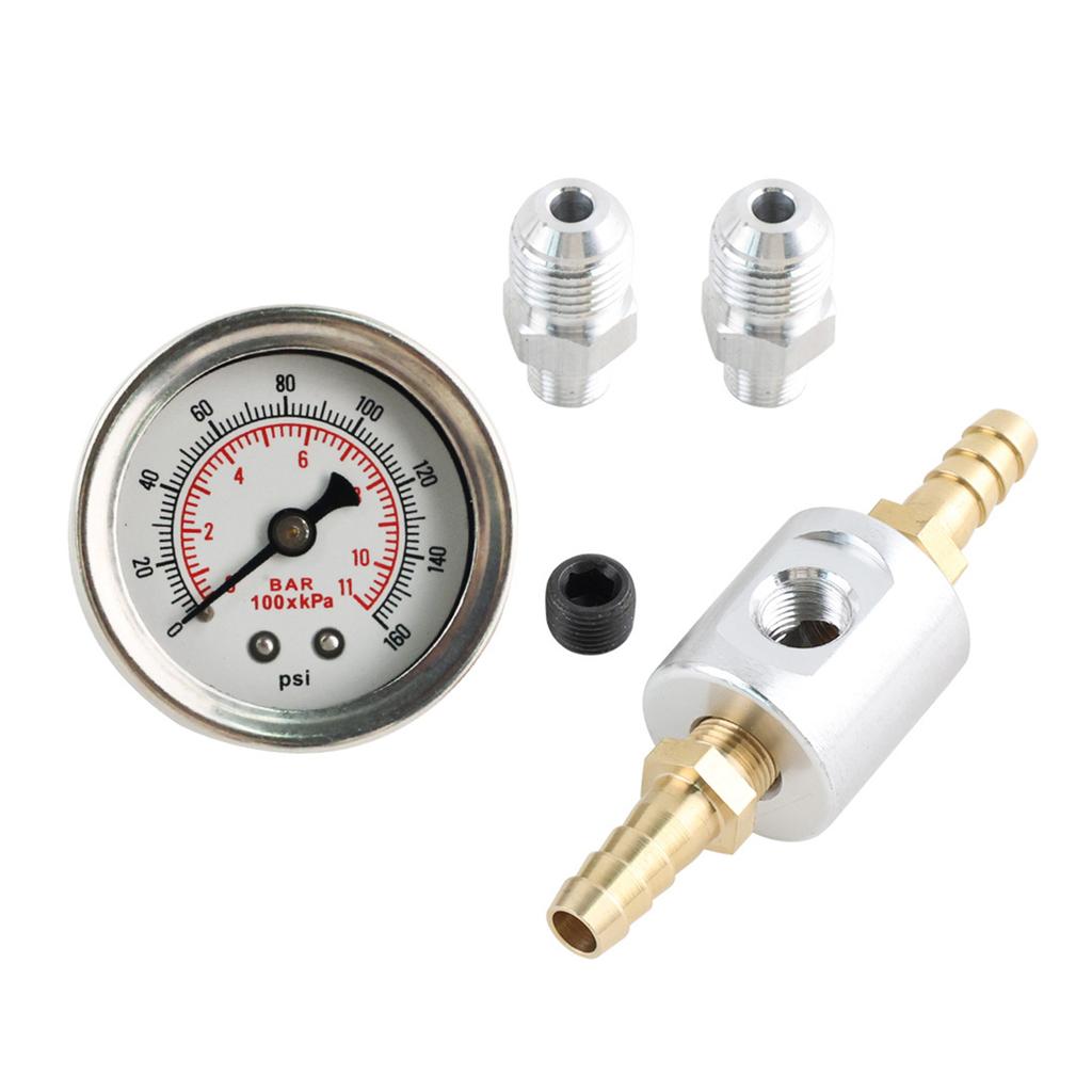 Универсальный 1/8Npt топливный манометр жидкостный полированный корпус 0-160Psi и комплект адаптеров для автомобильных систем впрыска топлива
