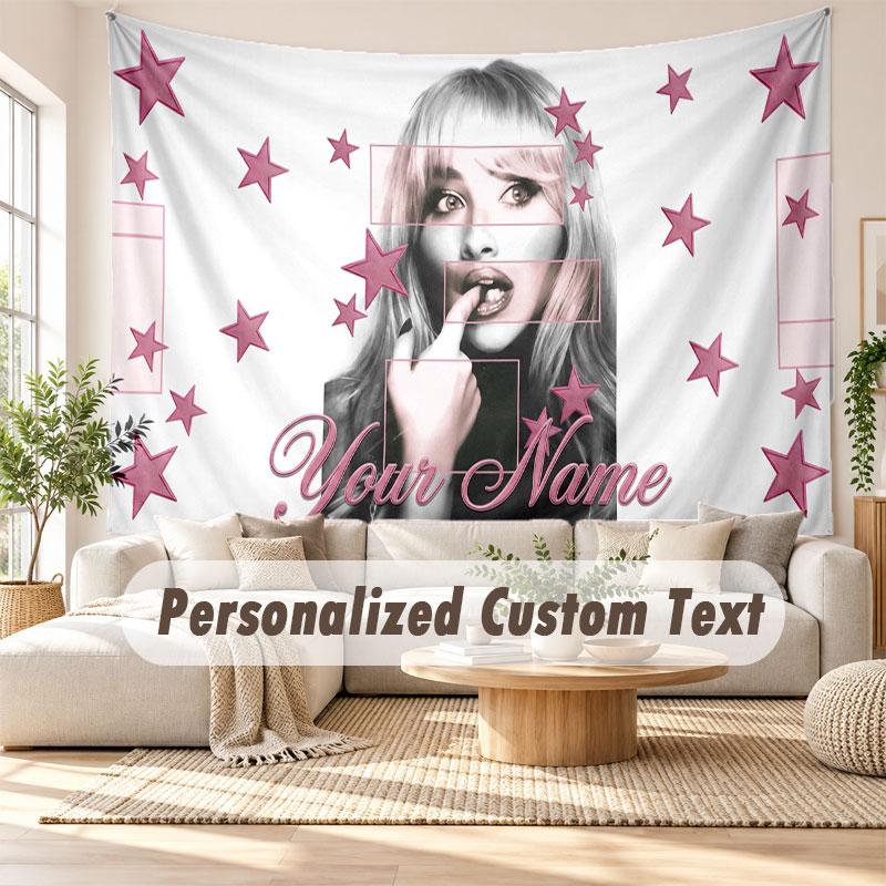 Custom Name Wall Hanging Tapestry,Sabrina Carpenter Decorative Backdrop Tapestry For Dorm Home