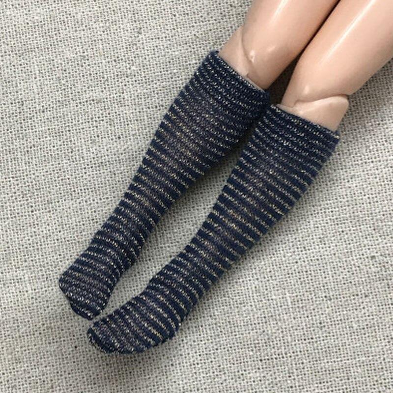 8 пар/лот кукольные носки, кукольные аксессуары, блестящие полосатые чулки для кукол Блайз, блестящие средние носки-трубы для куклы Барби 1:6