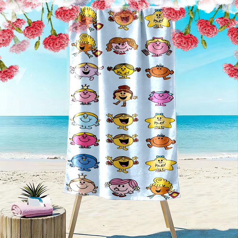 Mr. Men Little Miss Print Beach Towel, Large Soft Quick Dry Towel for Beach Camping Swimming