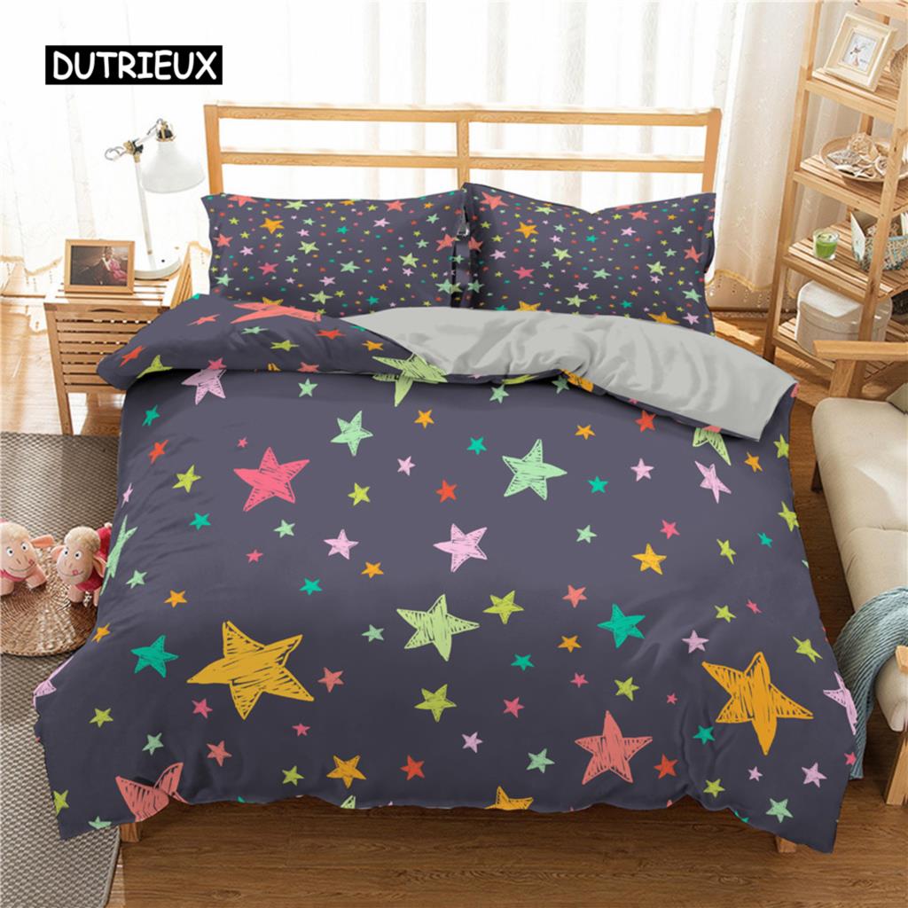 Комплект постельного белья Star Single Double Twin Queen из 2/3 предметов Night Sky из полиэстера, детский пододеяльник, комплект постельного белья Dark Blue Galaxy