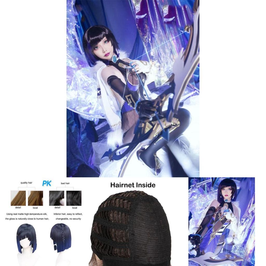 Genshin Impact Yelan Wig Cosplay Prop Heat-resistant Adjustable
