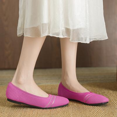 Новые дышащие вязаные сетчатые полые туфли Doudou на плоской подошве с квадратным носком, одинарные