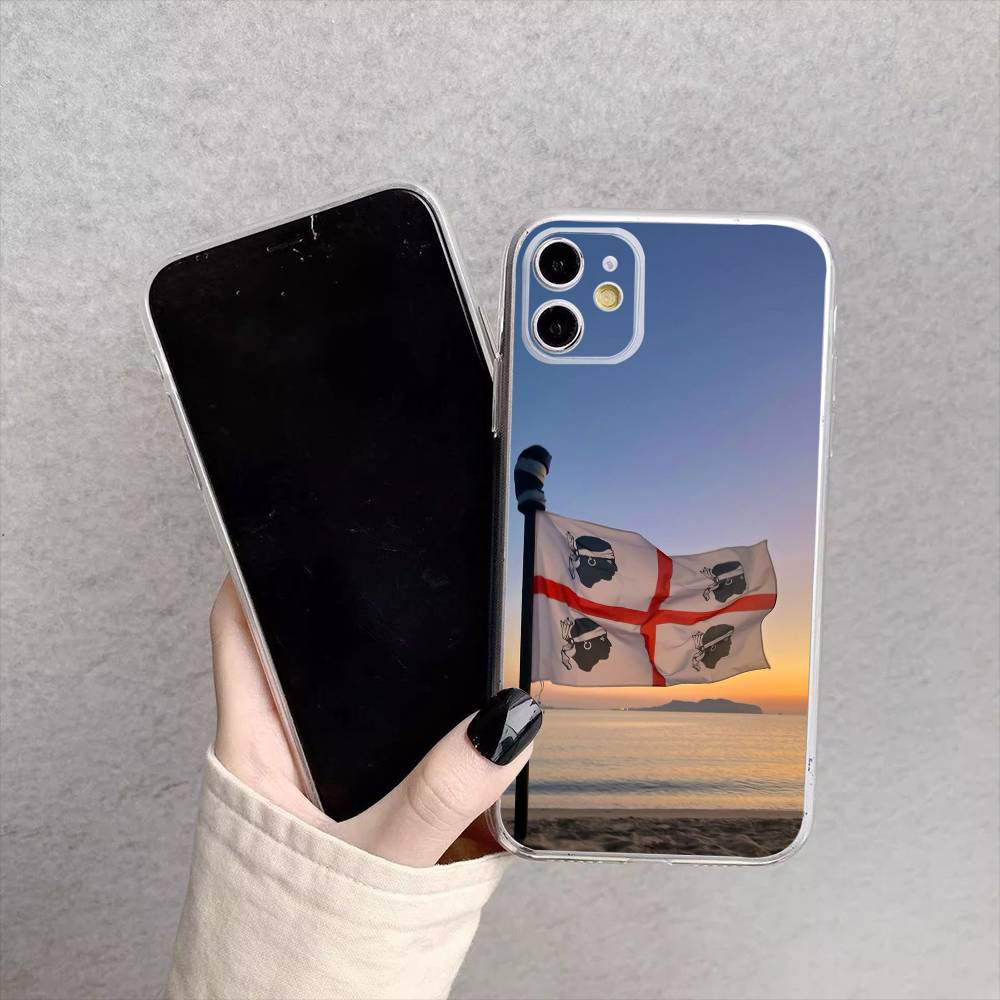 Чехол для телефона 'Флаг Сардинии COOL' для iPhone 17, 16, 15, 14, 13, 12, 11 Plus, Pro Max Мягкий прозрачный чехол