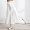 Spring Summer Chiffon Trousers Women's Tall Waisted Pleated Floating Nine Ice Silk Wide Leg Trousers Thin Skirt Trousers Draping  Leisure Trousers