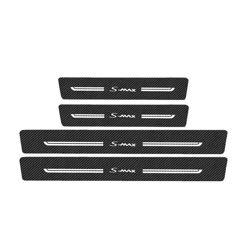Carbon Fiber Car Door Sill Anti Kick Sticker Rear Bumper Trunk Scratch Guard Decals For Ford S-MAX Logo Exterior Accessories