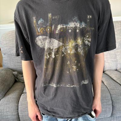 Винтажный стиль Led Zeppelin рок-концерт короткий рукав черный цвет футболка KV38200 Унисекс Футболка