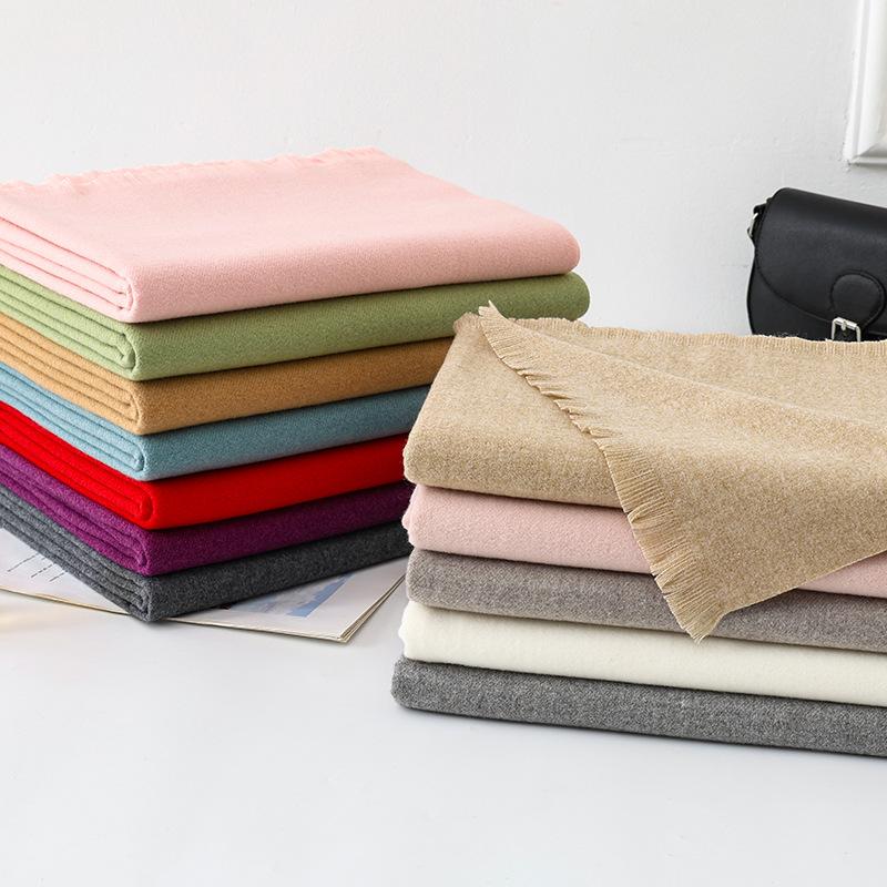 High Quality Solid Scarf Couple Woolen Fleece Wrap Unisex Classic Simple Tassel Female Male Shawl Warm Elegant Woman Men Muffler