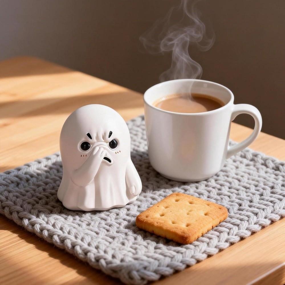 Resin Ornaments Holding Nose Ghost Figurine Cute Ghost Statue for Bathroom or Shelf