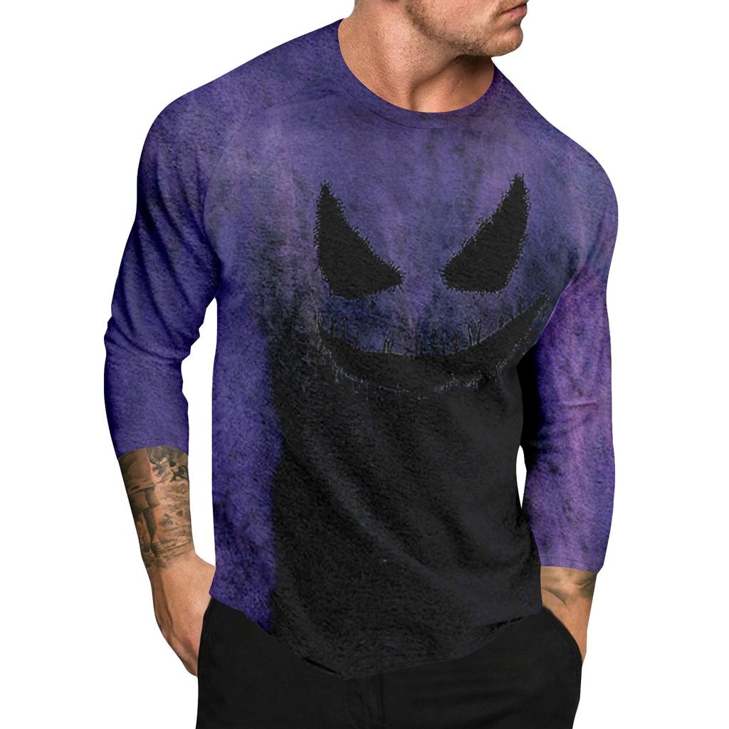 Halloween Print Raglan Sleeve Men's Long Sleeve Top