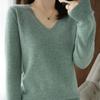 1 шт., модная кашемировая нижняя рубашка, свитер, вязаный пуловер с v-образным вырезом, свободный джемпер с длинными рукавами