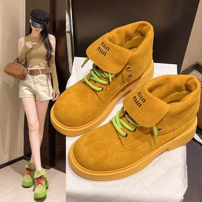 2025 новая весна и осень популярные ботинки Мартина на толстом каблуке и толстой подошве в ретро британском стиле, женские ботинки для увеличения роста и стройнящие