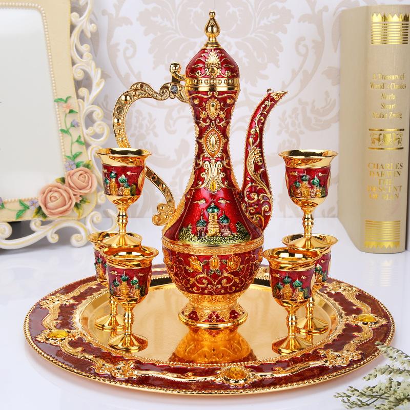 Цветная оловянная фляга для вина, Байцзю, высококачественное креативное домашнее украшение, мужской подарок, набор для вина, набор для чая, винный бокал