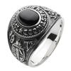 Кольцо-печатка Figmart с овальным камнем и черной звездой fr0166 Размер 13 [Серебро 925 пробы]