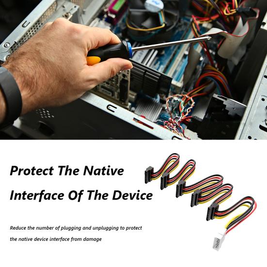 SATA Power Splitter Pin to 5 Cables 1 x 4 x 15 Pin SATA