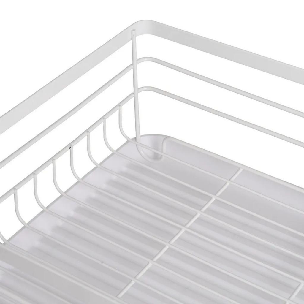 Metal Dish Dryer with Drainer, White