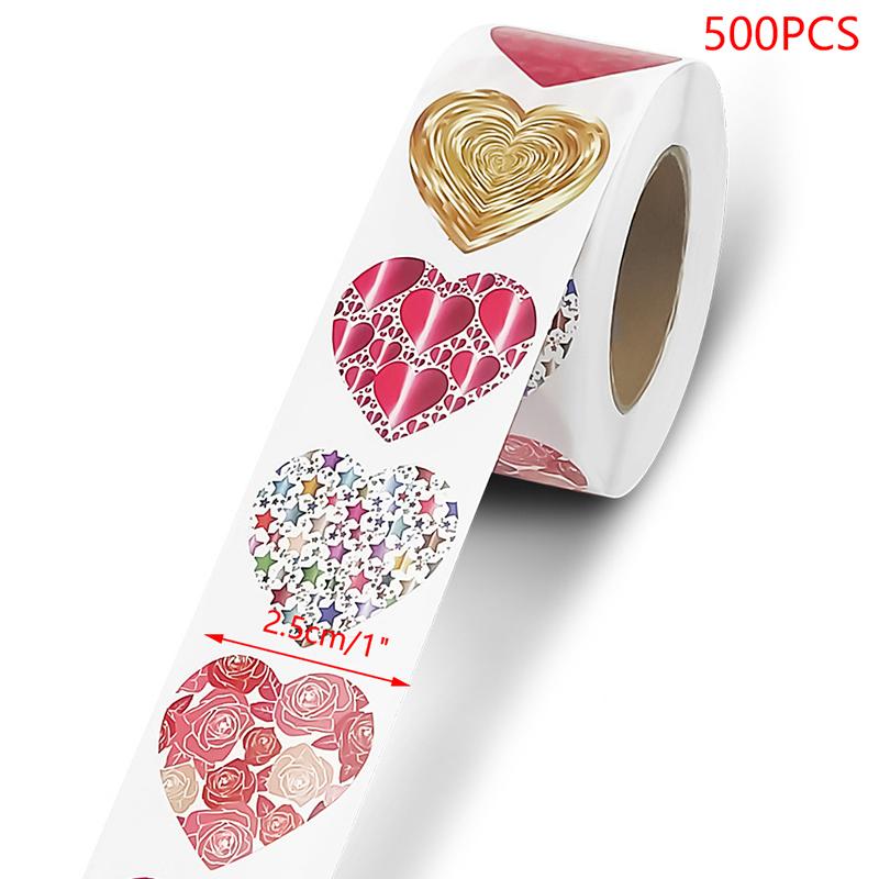 500 шт. цветная наклейка в форме сердца ко Дню святого Валентина, упаковка для подарков на день рождения, наклейка для приглашения на вечеринку, декоративная наклейка, этикетка для выпечки