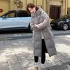 Женская очень длинная парка с капюшоном, зимняя свободная пуховая куртка