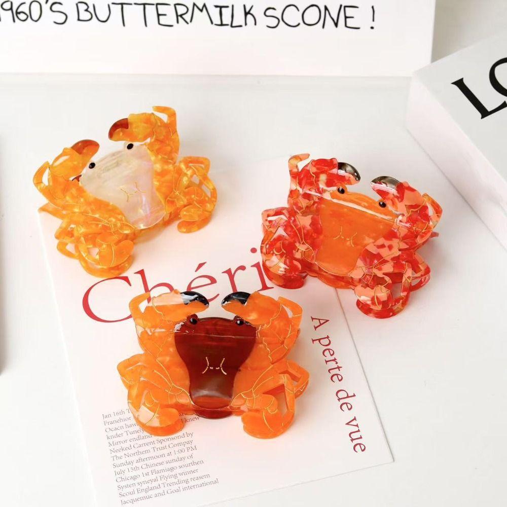 Lovely Ocean Animal Shark Clip Sweet Creative Hair Claw Creative Crab Acetate Hair Clip Girls
