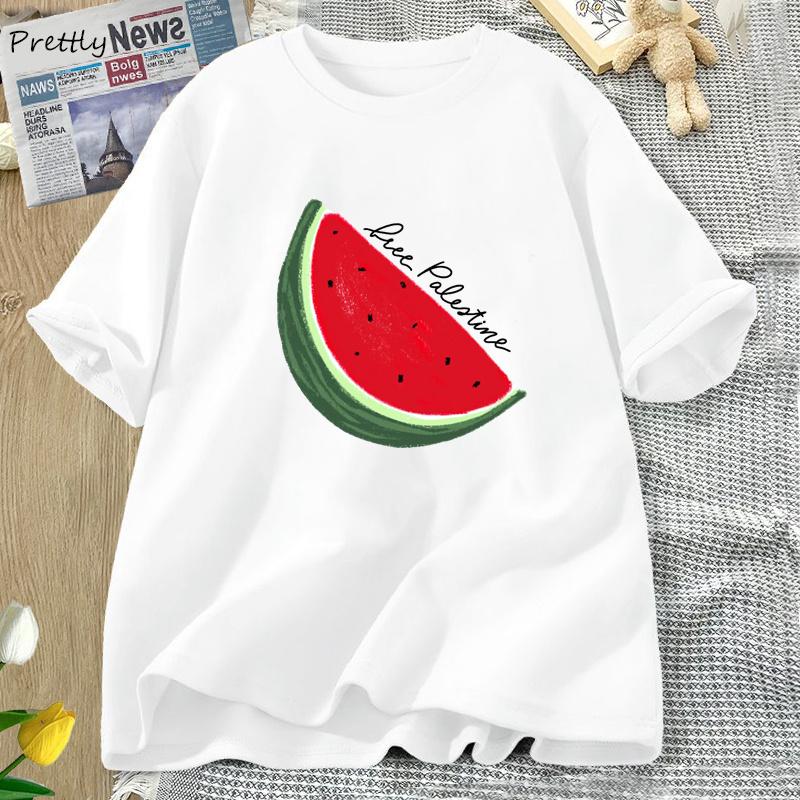 Футболка с принтом арбуза, хлопковые футболки с короткими рукавами и графикой, уличная одежда, женская одежда больших размеров, базовые топы, одежда унисекс
