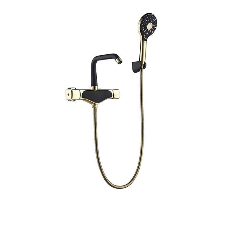 Tuqiu Bathtub Shower Set Wall Mounted Rose Gold White Bathtub Faucet, Bathroom Cold & Hot Bath and Shower Mixer Taps Brass