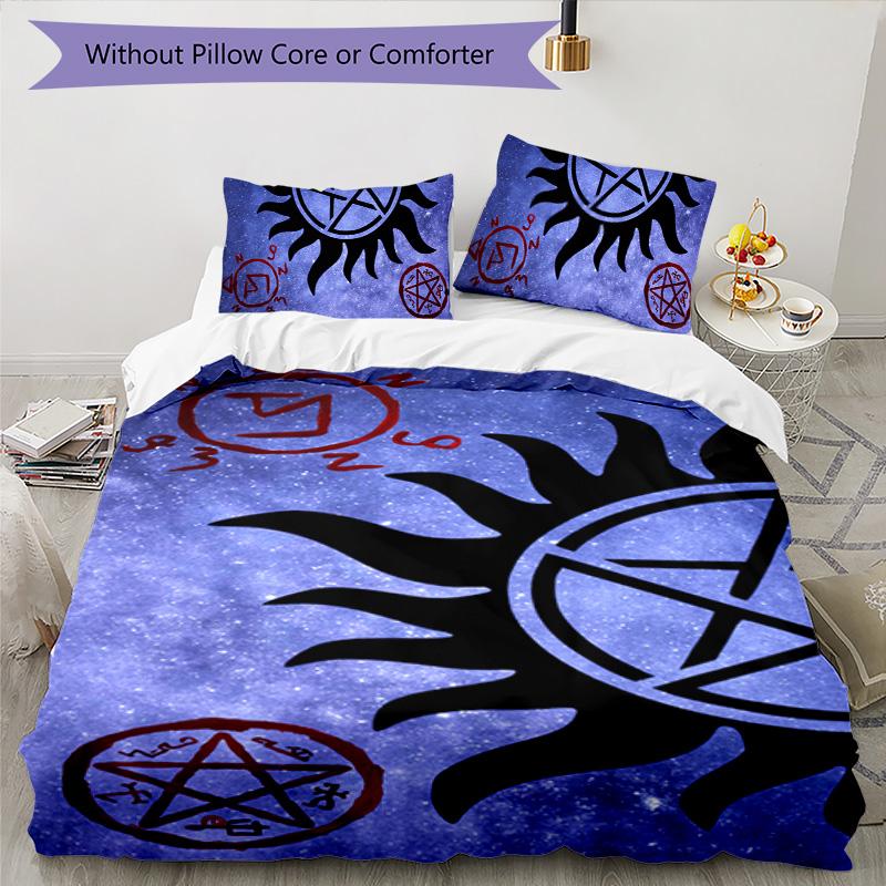 Supernatural 3pcs Bedding Set Duvet Cover Closure Includes 1 Duvet Cover & 2 Pillowcases for All Seasons Bedroom Home Dorm Decor