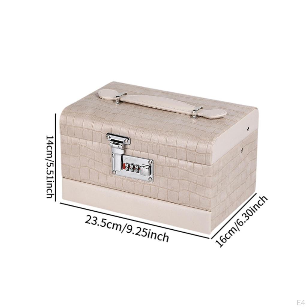 3 Layer Jewelry Box Storage with Lid PU Leather Watches Rings Case