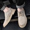 Высококачественные новые мужские рабочие туфли из коровьей замши, трендовые уличные дышащие кожаные туфли, повседневные универсальные туфли для вождения на шнуровке