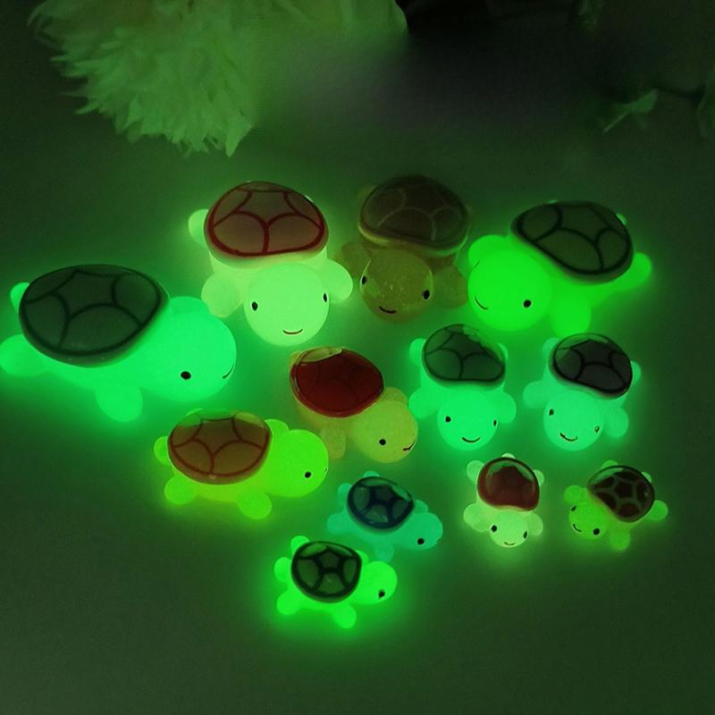 6/10Pcs Mini Luminous Turtle Home Decor Landscaping Resin Crafts Glowing Turtle Garden Fish Tank Miniatures Ornaments Decoration