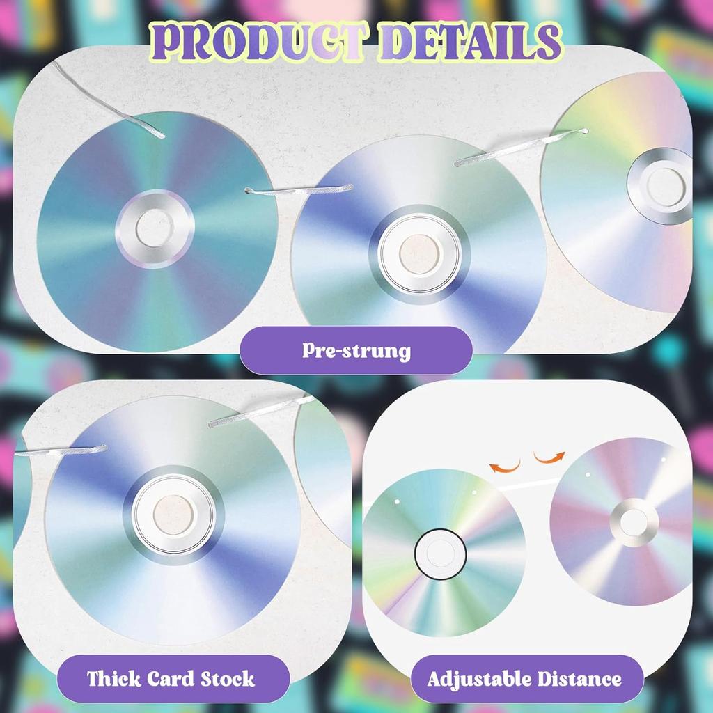 3PCS 90s Party Banner, Pre-Strung Retro CD Music Theme Party Banner Garland Decorations for 1990s 2000s Y2k Birthday Party Supplies