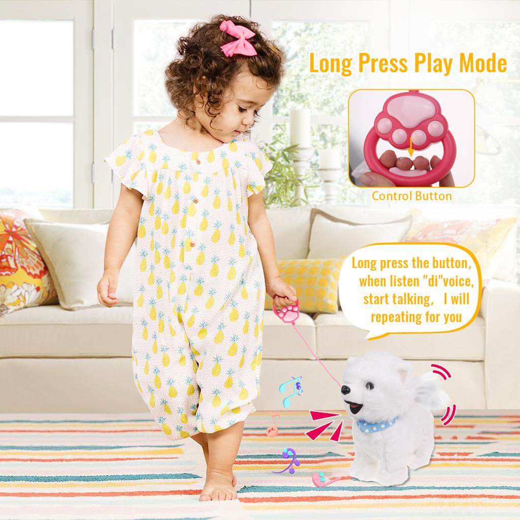 Поводок, электрическая игрушка для прогулок, имитация пения, игрушка для щенка, лай, плюшевая игрушка для собаки, обучающая игрушка для малышей, подарок для малышей