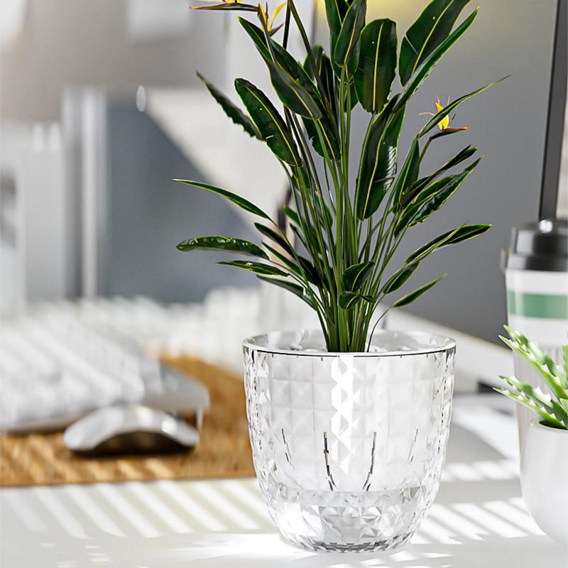 Самополивающийся цветочный горшок, автоматический впитывающий воду цветочный горшок, прозрачный двухслойный пластиковый горшок для суккулентных растений, декоративный горшок