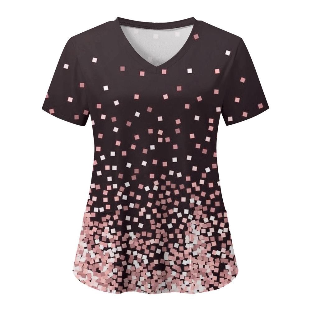 Женская футболка с принтом ивы, V-образный вырез, униформа медсестры, удобная женская футболка с коротким рукавом