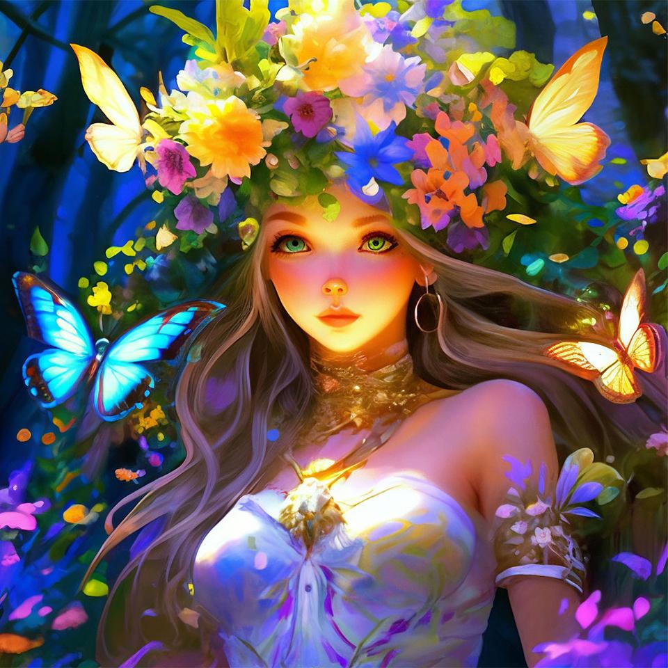 Набор для алмазной живописи с изображением девушки из мультфильма, фея, полный квадрат, круглая мозаика, цветок, 5D, сделай сам, ювелирные изделия, вышивка крестом, украшение для дома2024