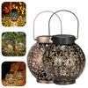 Projection Light New Solar Wrought Iron Lantern Hollow Outdoor Courtyard Landscape Garden Hanging Light Decorative Pendant