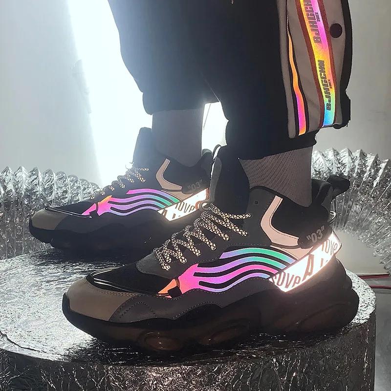 Autumn Winter Fashion Platform Sneakers Men Reflective Casual Sneaker Big Size 47 Athletic Shoes Trainers for Men High Sneakers