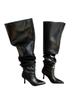 Super Large Tube Circumference High Heel Boots Spice Girl Pointed Head Thin Heel Knee Wide Tube Boots Stacking Boots