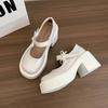 French New Versatile Skirt Platform Round Head Pearl 2025 Spring Single Shoes Retro Mary Jane Small Leather Shoes Women