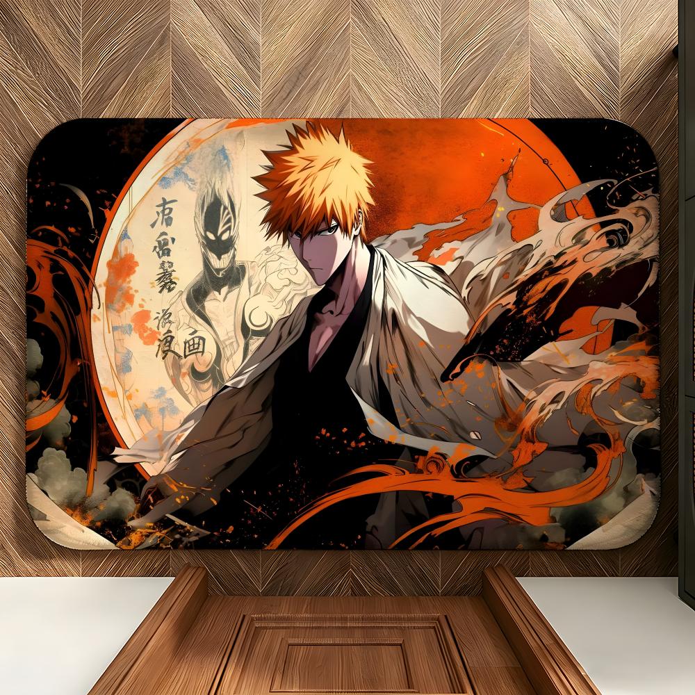 anime B-Bleach Floor Mat Soft Flannel Floor Mat Suitable for Entryways, Living Rooms, Bedrooms, and Bathrooms