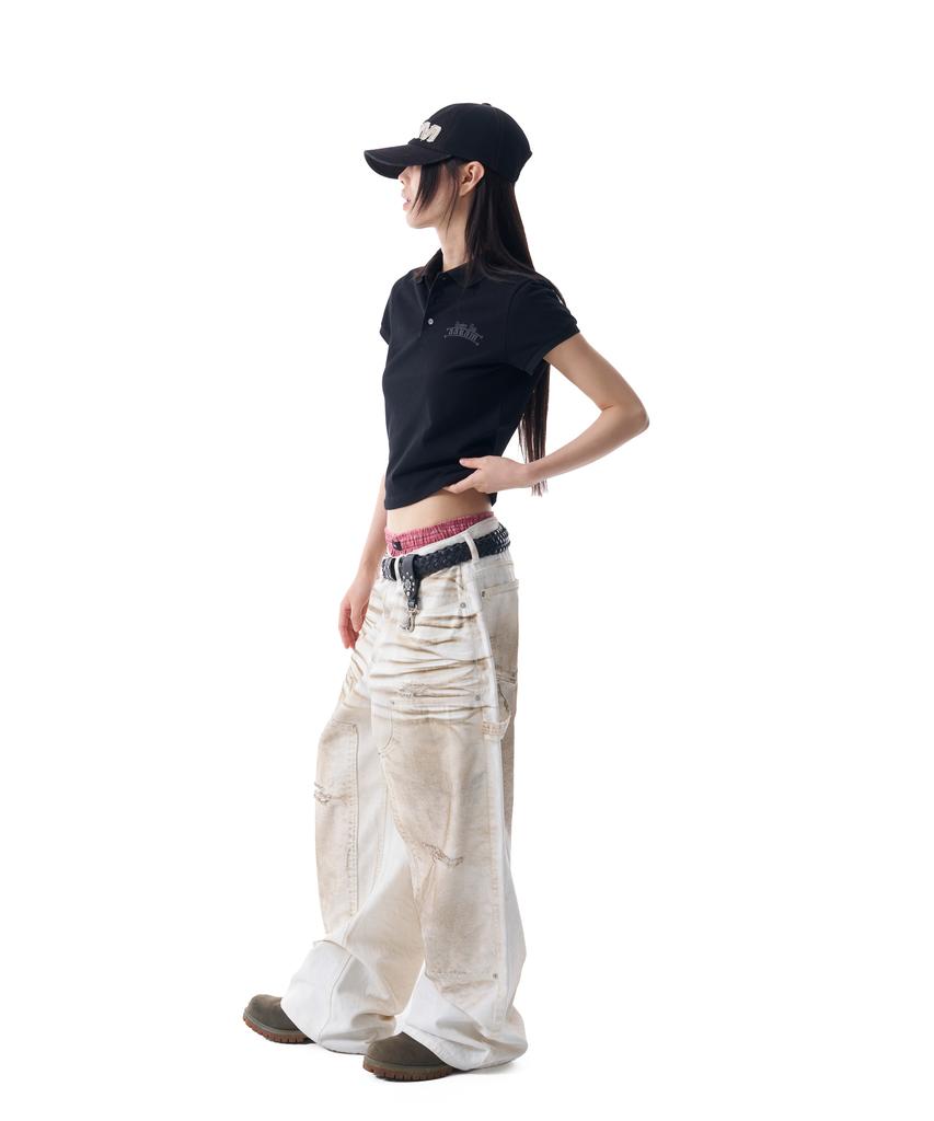 AAKAM Crack Printed Pk T-Shirts (Black)