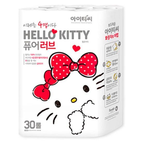 Hello Kitty Pure Love 4-ply Toilet Paper Roll 20m, 30 Rolls, 1 Pack, a Popular Character In Korea