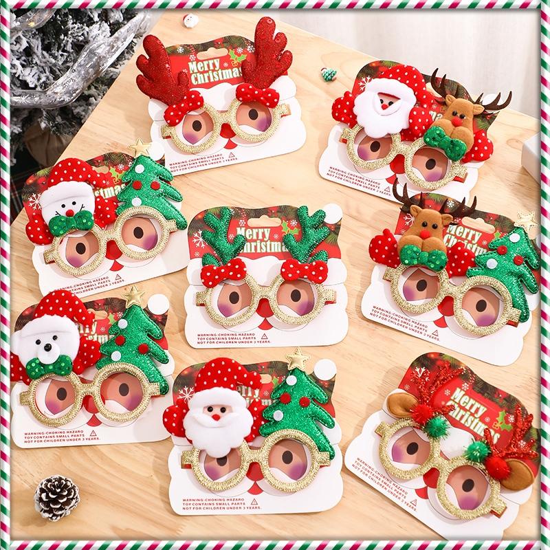 Christmas Glasses Decorative Glasses with Sticker Christmas Decoration Gift for Girls Women Xmax Party Costume Accessory Navidad