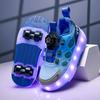 28-36 Детские Большие Размеры Четырехколесные Разборные В Плоские Спортивные Туфли Светодиодная Сетка Освещенная Спортивная Обувь Детская Обувь