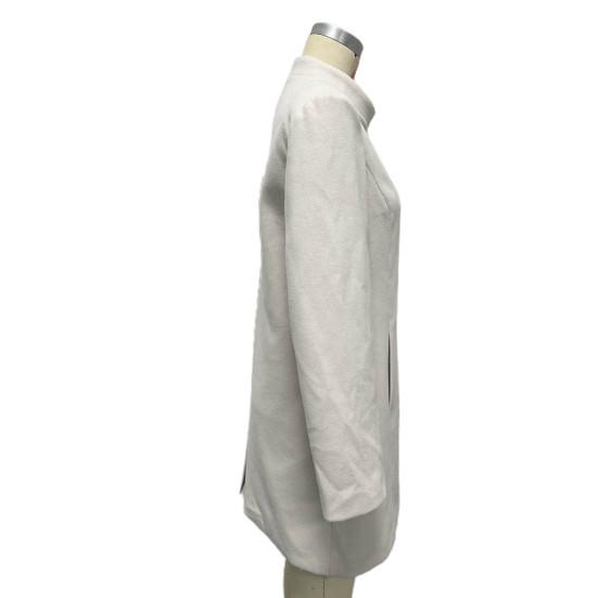 Зимнее осеннее женское пальто с воротником-стойкой и защитой шеи, длинный рукав, плотное теплое однобортное пальто с плотными теплыми карманами, средняя длина, женское пальто