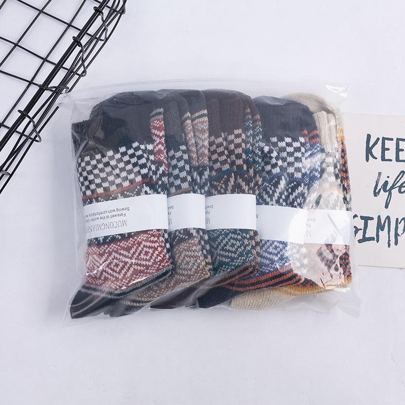 5 пар мужских осенне-зимних новых носков из толстой пряжи, утолщенных и теплых, из кроличьей шерсти, в национальном стиле