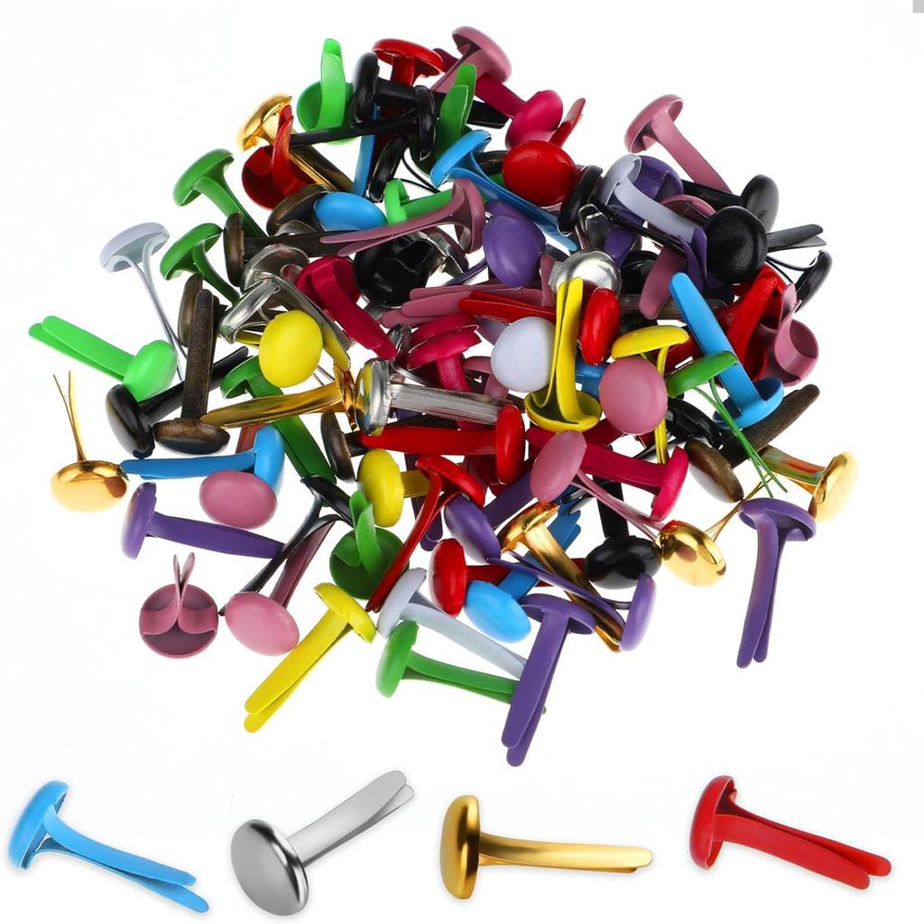 200Pcs Mini Metal Brads Multicolor Durable Paper Fasteners for DIY Project Scrapbooking Office School Paper Crafts Supplies