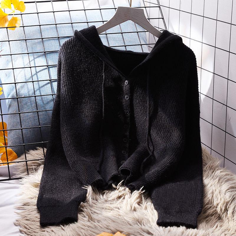 Короткий свитер с капюшоном, кардиган, женская свободная верхняя одежда, весенне-осенняя верхняя одежда, корейское издание, зарубежный вязаный свитер, кардиган, топ